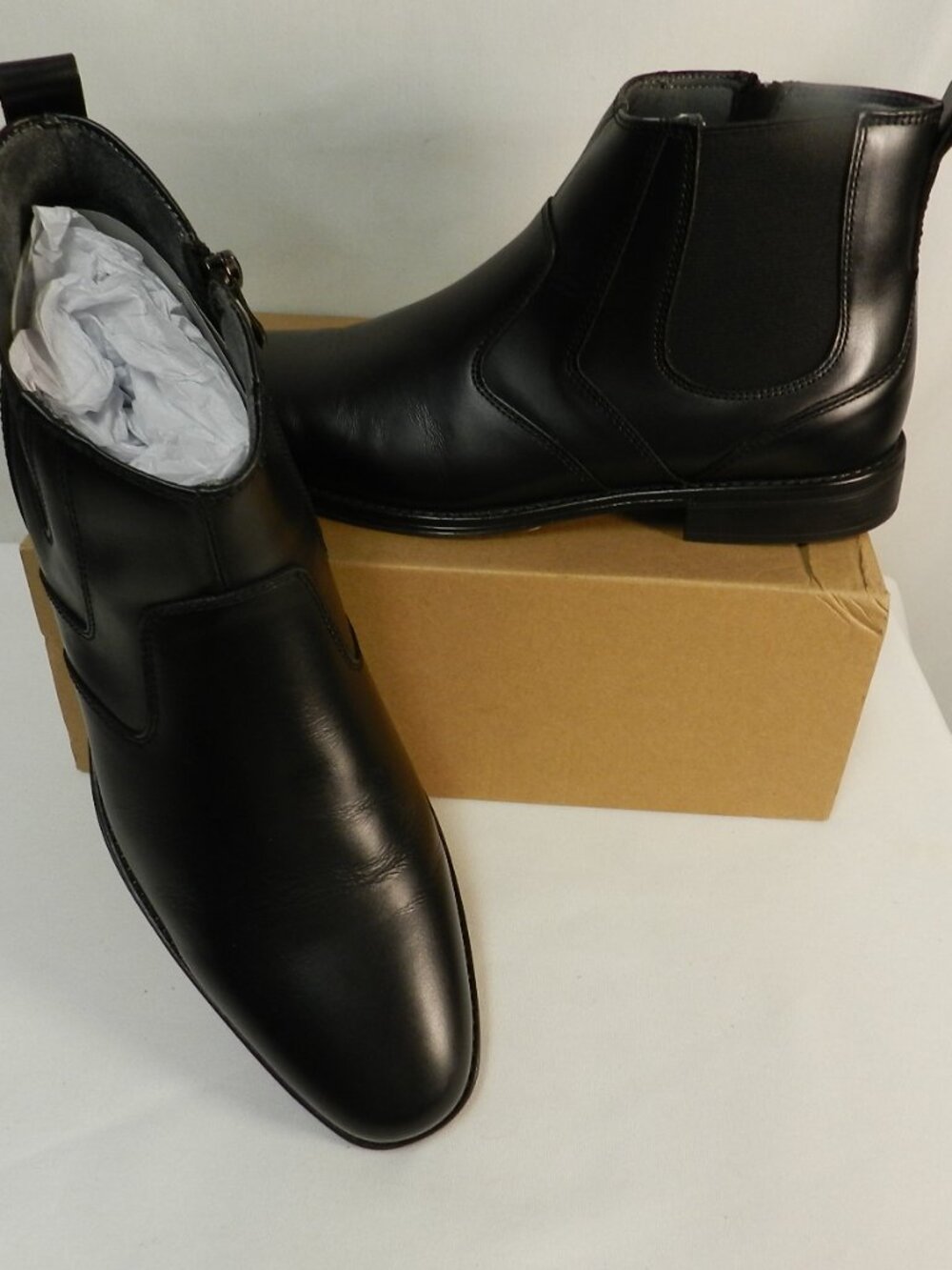 Holy Dove Leather ankle black boots booties zip up stretch Men NEW NIB Size 9.5